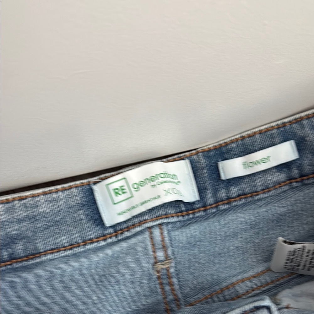 Blue Flare Wide‎ Leg Jeans with Distressed Hem - Picture 2 of 6